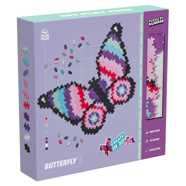 Plus Plus puzzle by number BUTTERFLY, 800 pcs. 1