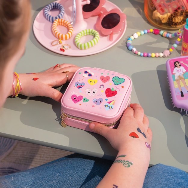 Soft jewellery case with zipper, Hearts