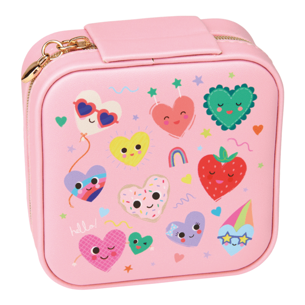 Soft jewellery case with zipper, Hearts