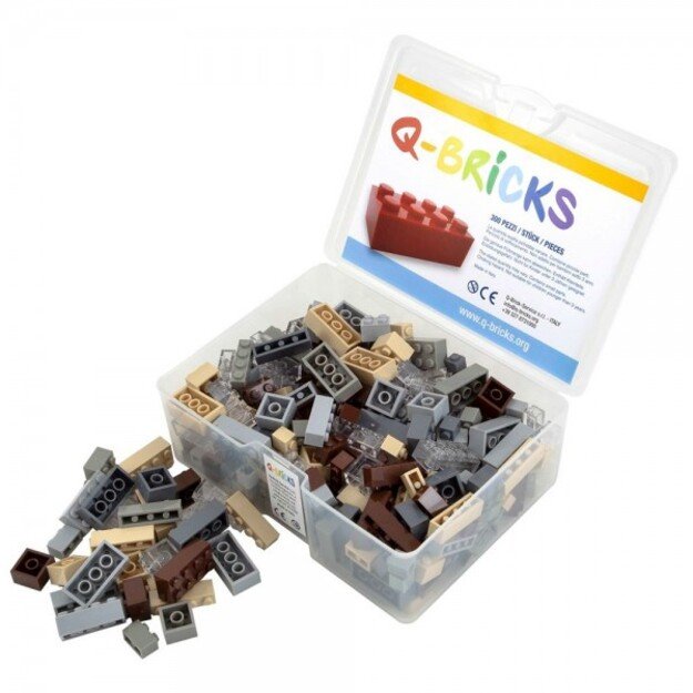 Q-Bricks rinkinys - Miksas, pastatų spalvos, 300 vnt