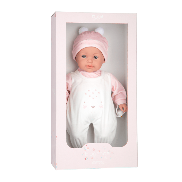 Arias beebinukk heliefektiga, roosade riided, 42 cm 1