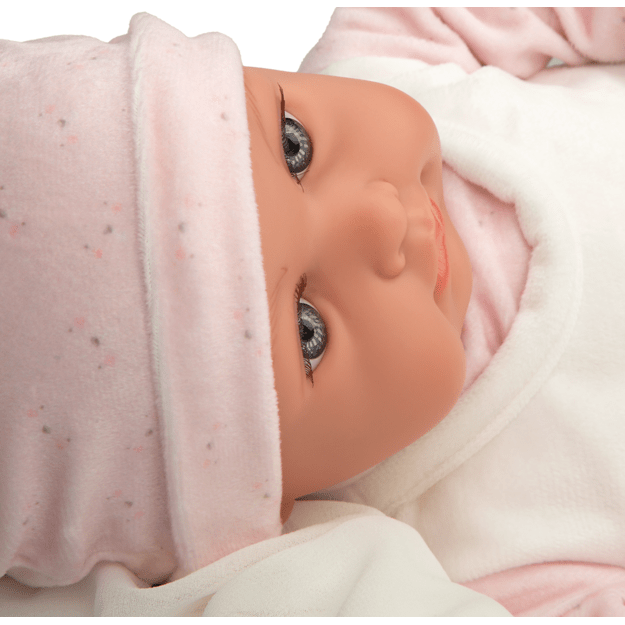 Arias beebinukk heliefektiga, roosade riided, 42 cm 2