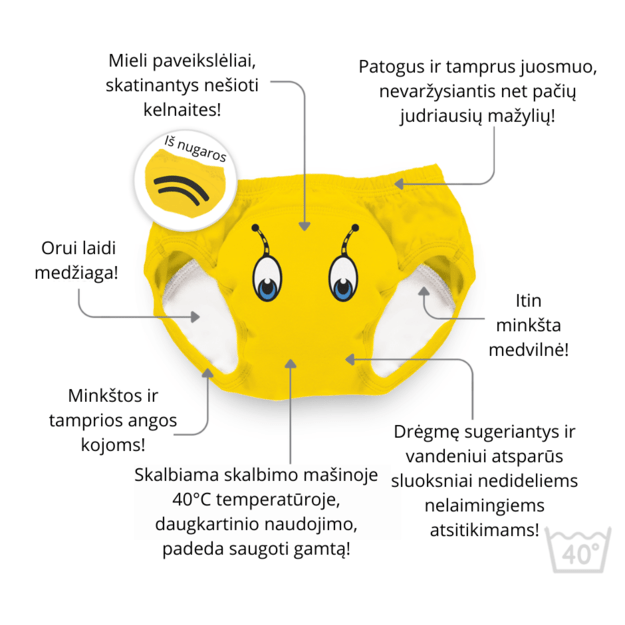 Mokomosios kelnaitės-atprastukės, Bitė, 18-24 mėn.