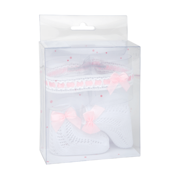 Arias sokkide ja lipsuga peapaela komplekt beebinukkudele, valge 1