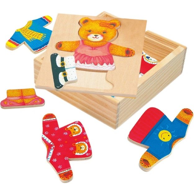 Medinė dėlionė-žaidimas, Aprenk meškutę Bertą, 3+