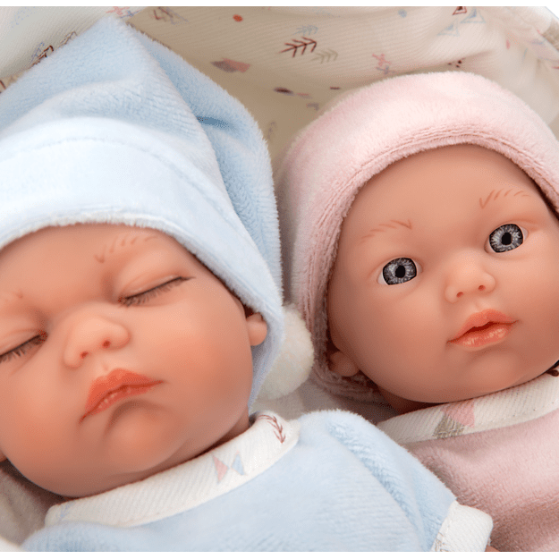 Arias kaksikud nukud koos valge kandekorviga, 26 cm 3