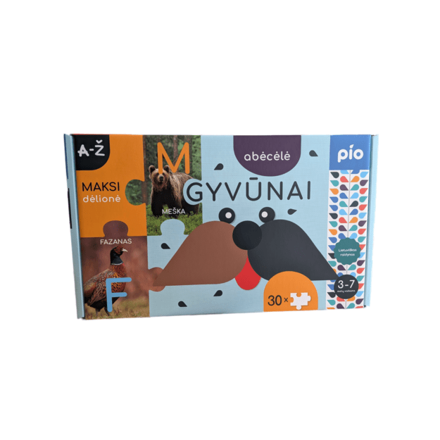 Educational puzzle ALPHABET animals (Lithuanian), 3+