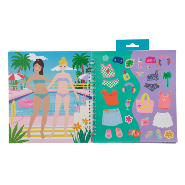 Dress Up Sticker Fun, Fashion Friends by the pool 1