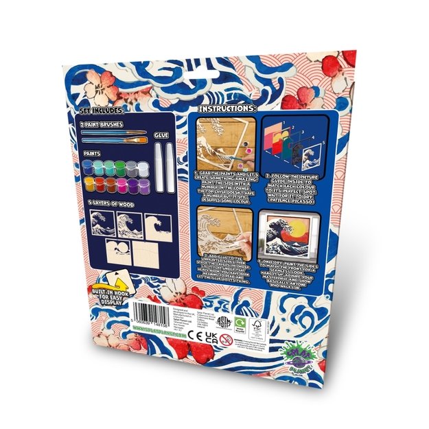 Splat Planet 3D wood art, Great Wave 2