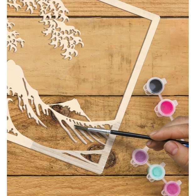 Splat Planet 3D wood art, Great Wave 5