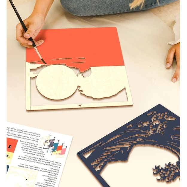 Splat Planet 3D wood art, Great Wave 7