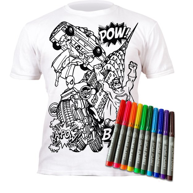 Splat Planet krekliņš ar flomāsteriem Super varoņi