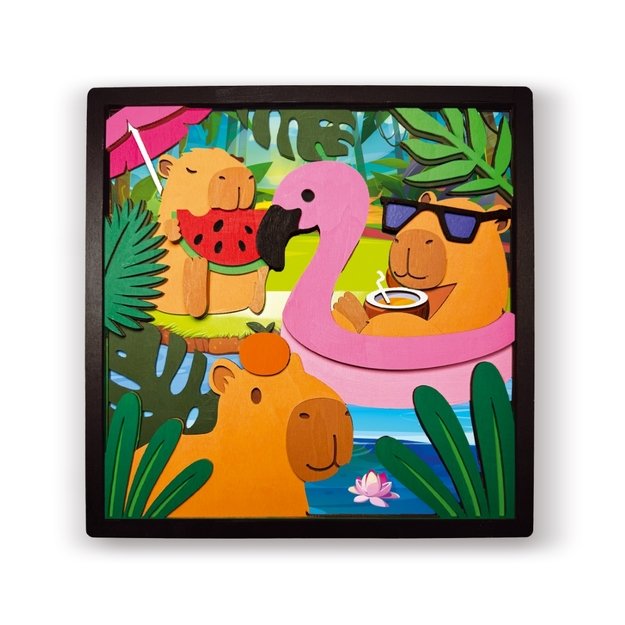 Splat Planet 3D wood art, Capybara 1