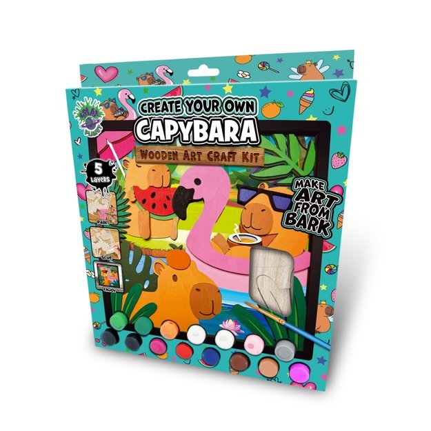 Splat Planet 3D wood art, Capybara