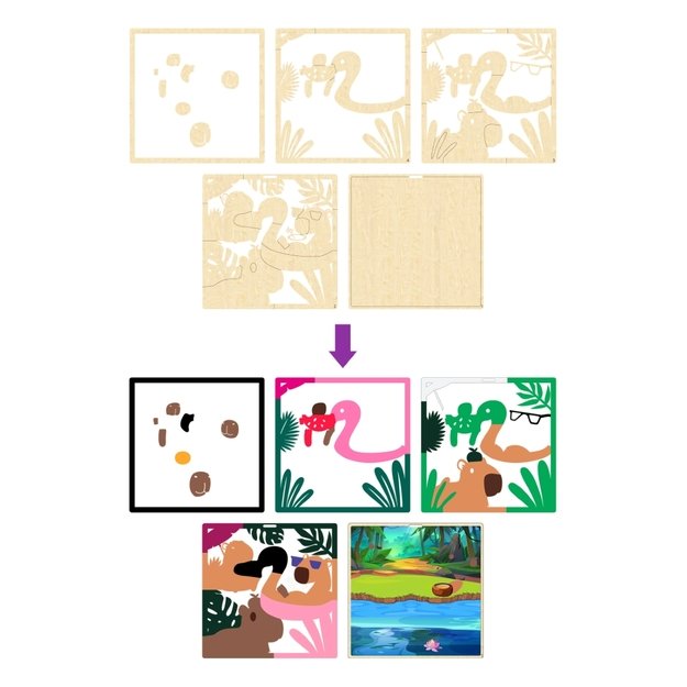 Splat Planet 3D wood art, Capybara 3