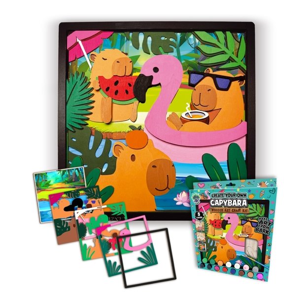 Splat Planet 3D wood art, Capybara 4