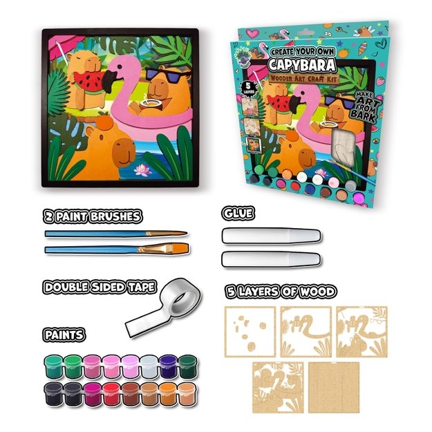 Splat Planet 3D wood art, Capybara 5