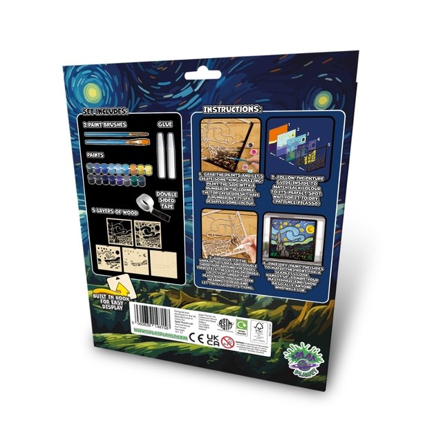 Splat Planet 3D wood art, Starry Night 2